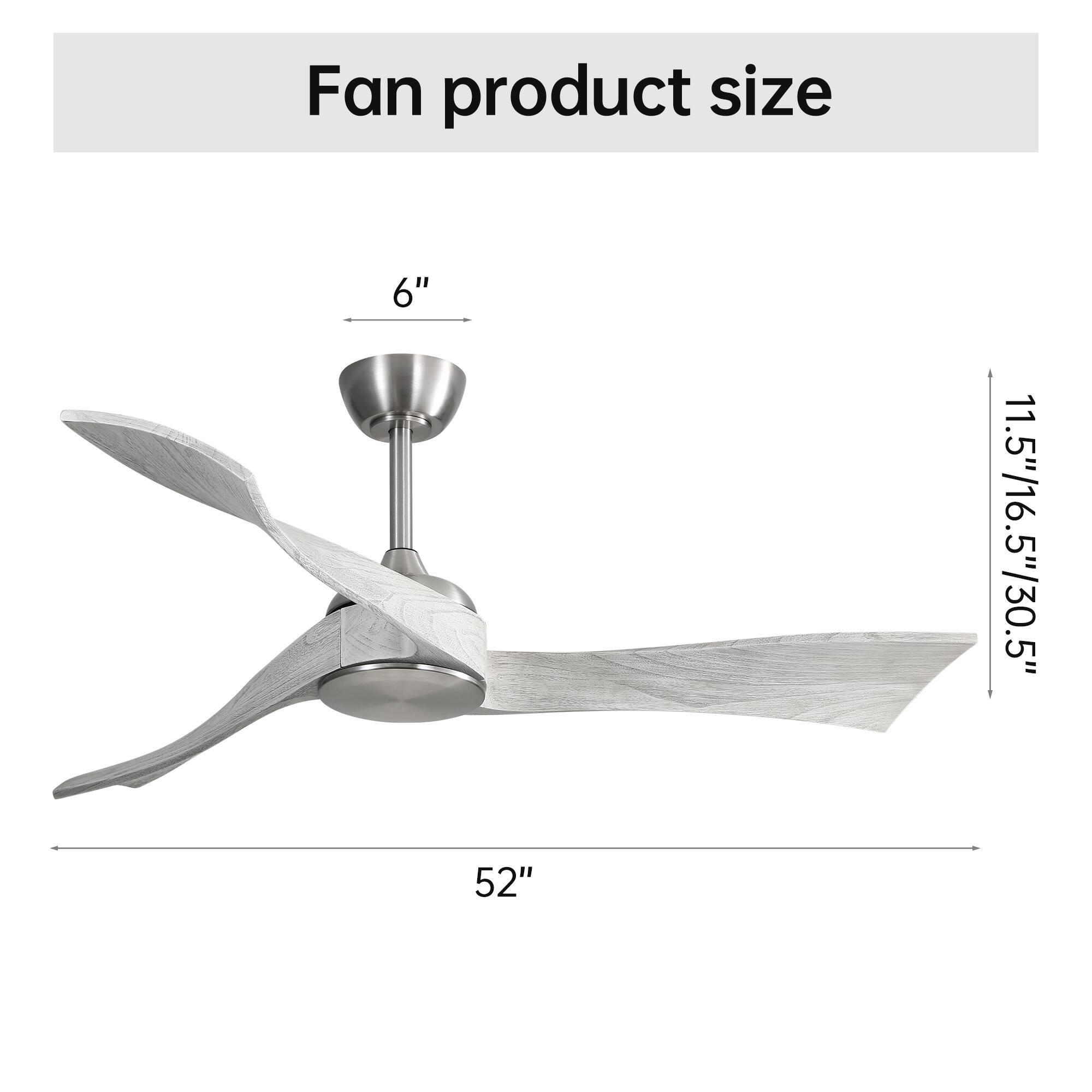 Fan product size

6"

11.5"/16.5"/30.5"

52"