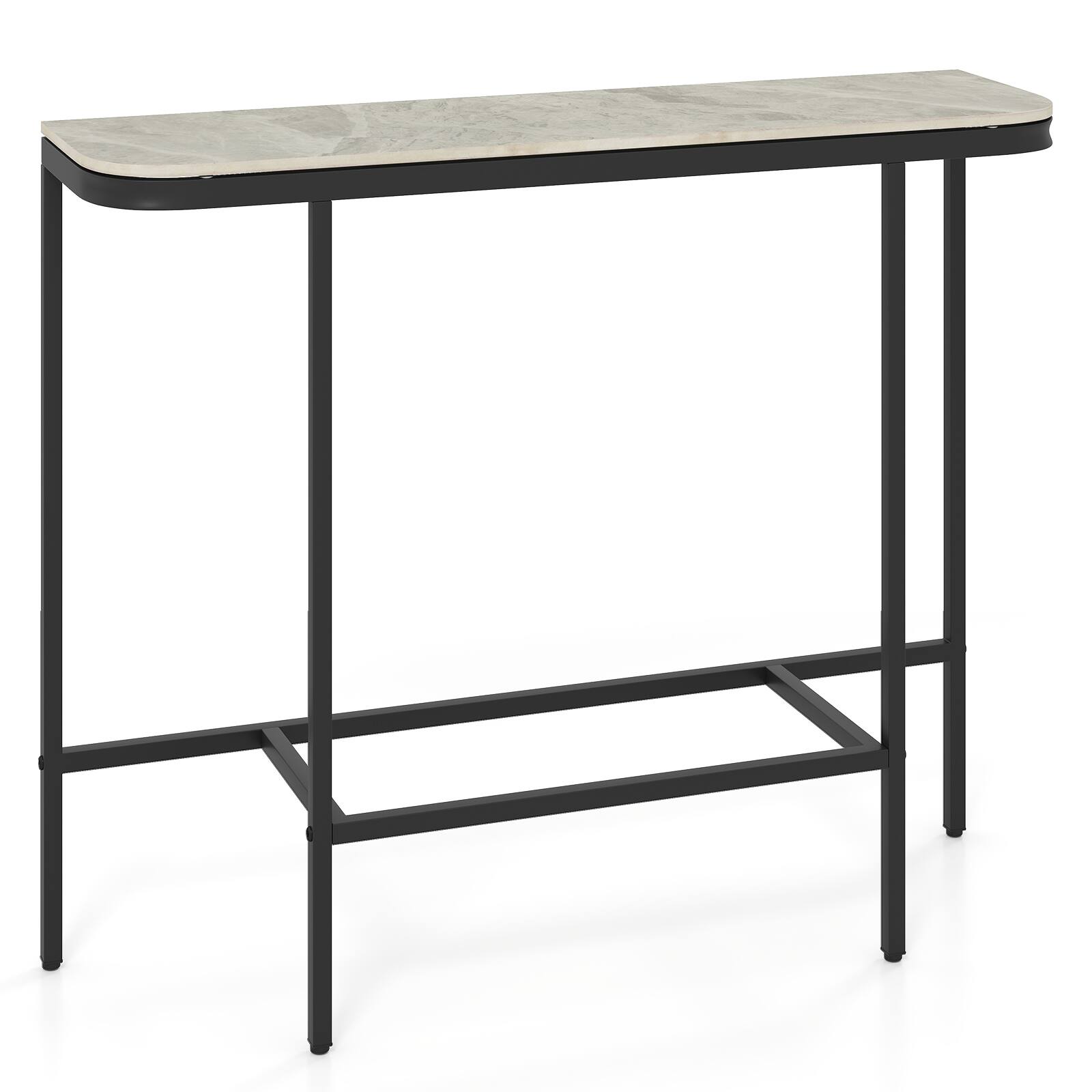 Alt View 8. Costway - Costway Entryway Table with Faux Marble Top and Metal Frame, Behind Couch Table for Hallway - Gray and Black.