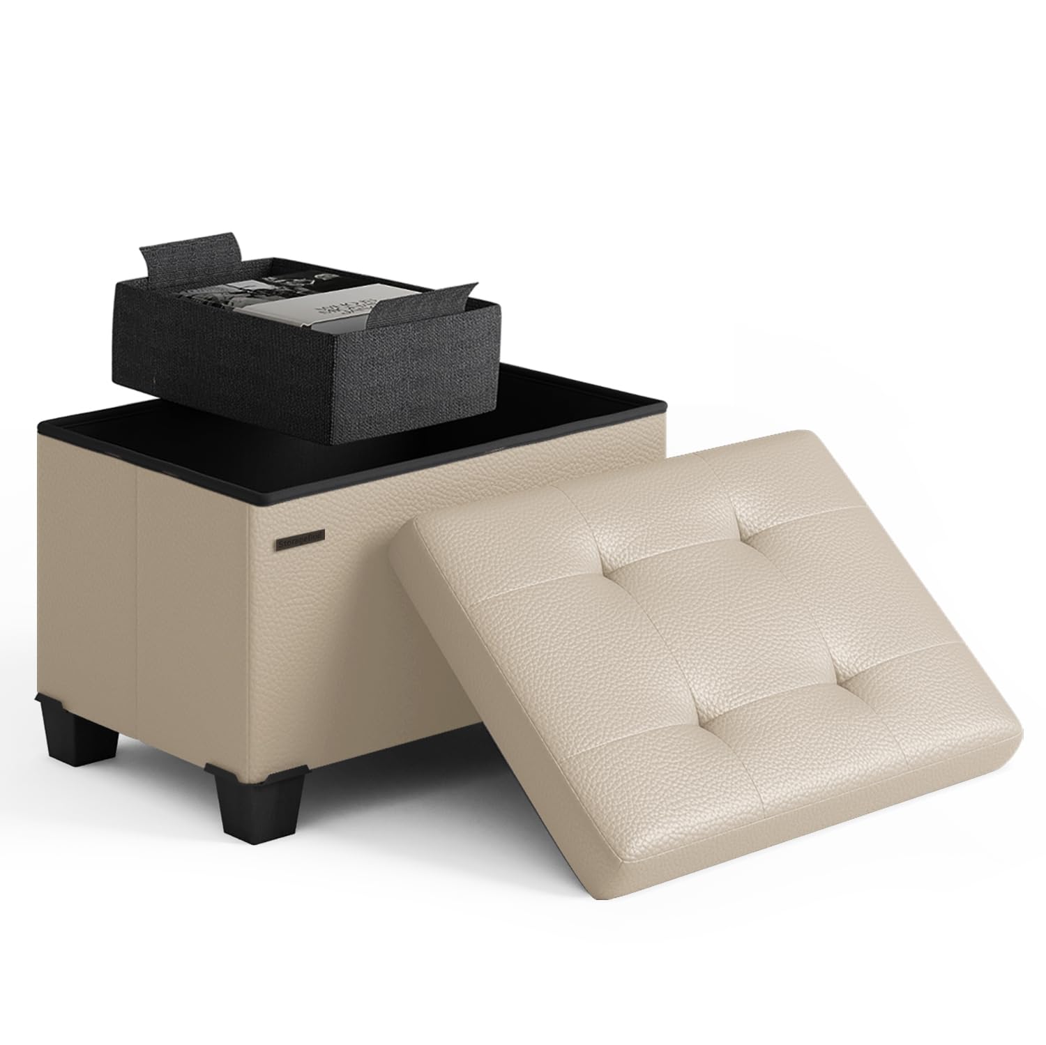 08 - Beige Leather 11.5"D x 16"W x 10.5"H