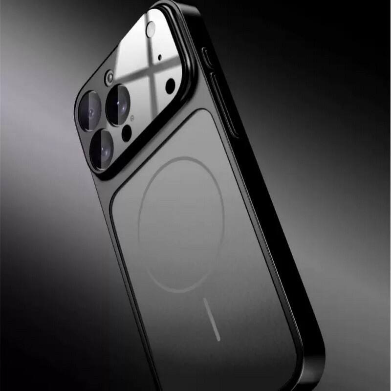 Back. Dteck - Magnetic Case for iPhone 17 Pro Max Shockproof Wireless Charging Frosted Protective Cover - Black.