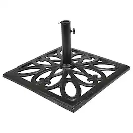 Sunnydaze - 22 in Geometric Cast Iron Square Patio Umbrella Base - Black
