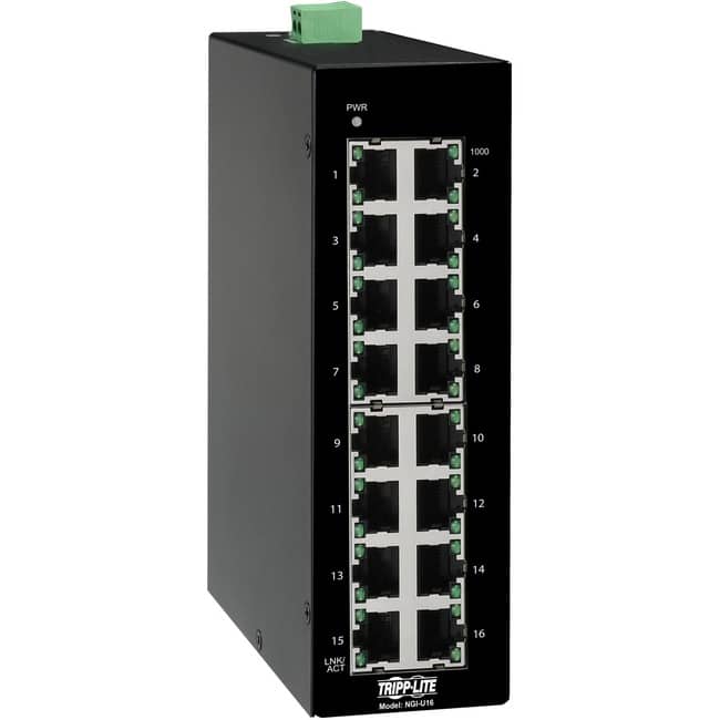 Eaton Tripp Lite Series 16-Port Unmanaged Industrial Gigabit Ethernet Switch - 10/100/1000 Mbps, DIN Mount, TAA - 16 - Unknown