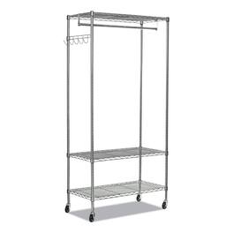 Alera - Wire Shelving Garment Rack, 40 Garments, 48w X 18d X 75h, Silver - Silver