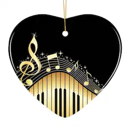 OrnamentallyYou - Elegant Gold Music Note Piano Keys Ornament - Multi-colored
