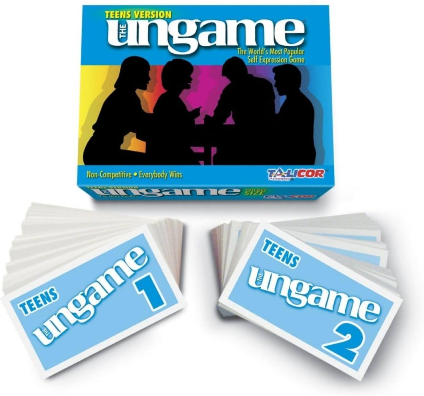 TEENS VERSION  
THE UNGAME  
The World's Most Popular Self Expression Game  
Non-Competitive • Everybody Wins  

TEENS UNGAME 1  
TEENS UNGAME 2