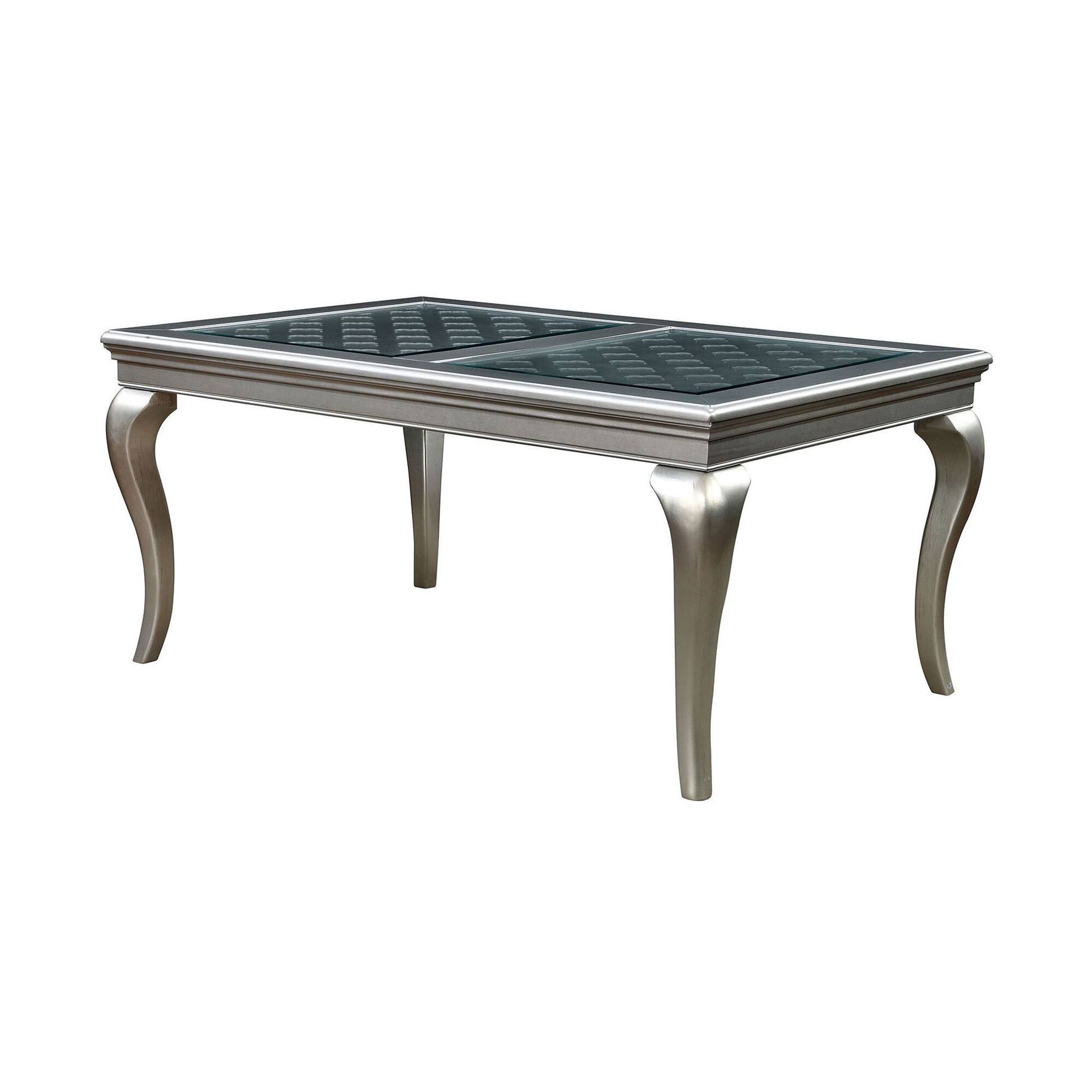 Alt View 2. Manhattan Lane - Nery 7pc Dining Table n Chair Set, 66 Inch Glass, Gray Faux Leather - Champagne Gray.