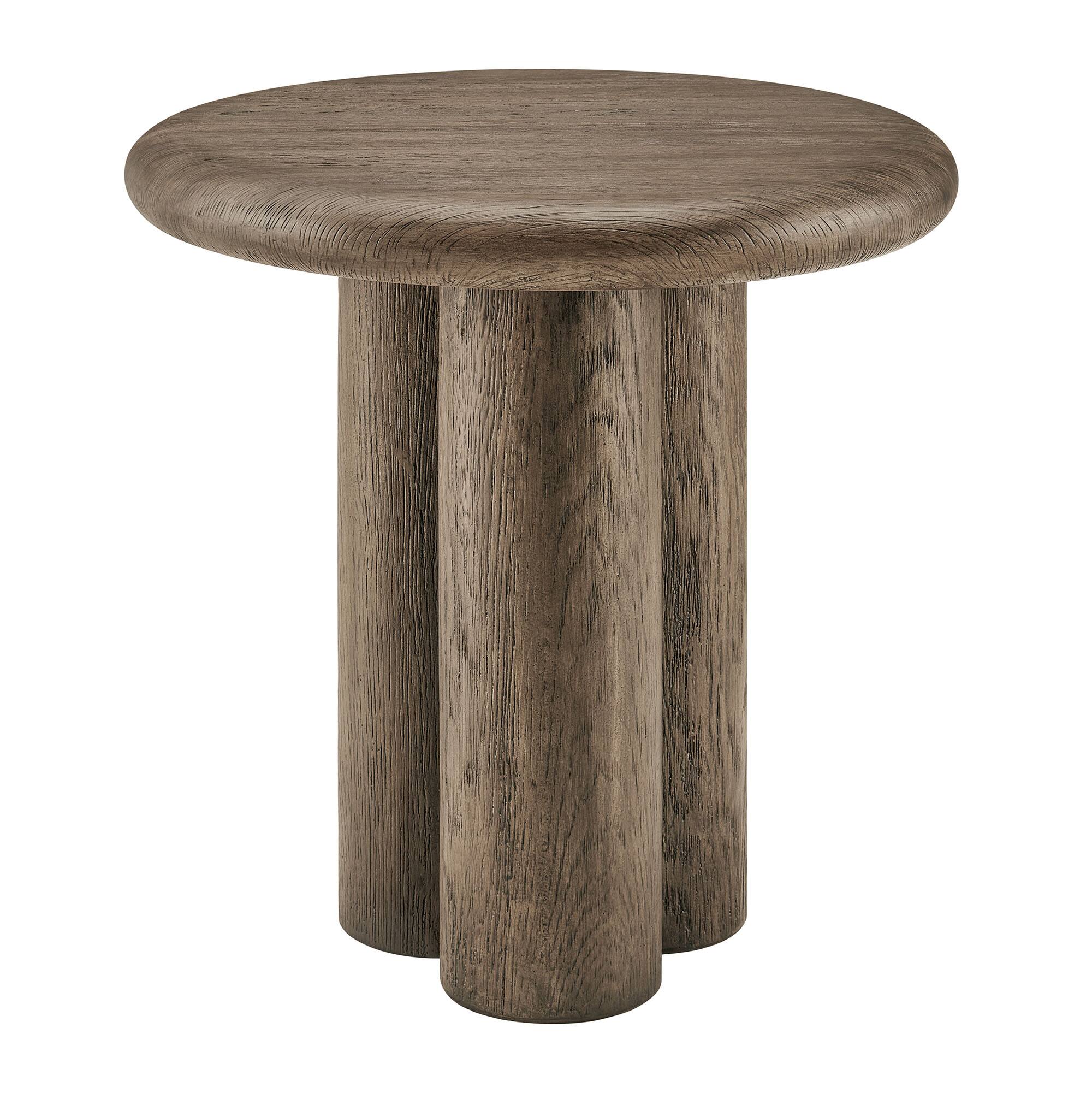 Angle. Modway - Tori 20 Inch Round Indoor and Outdoor Side Table by Modway - Weathered Walnut.