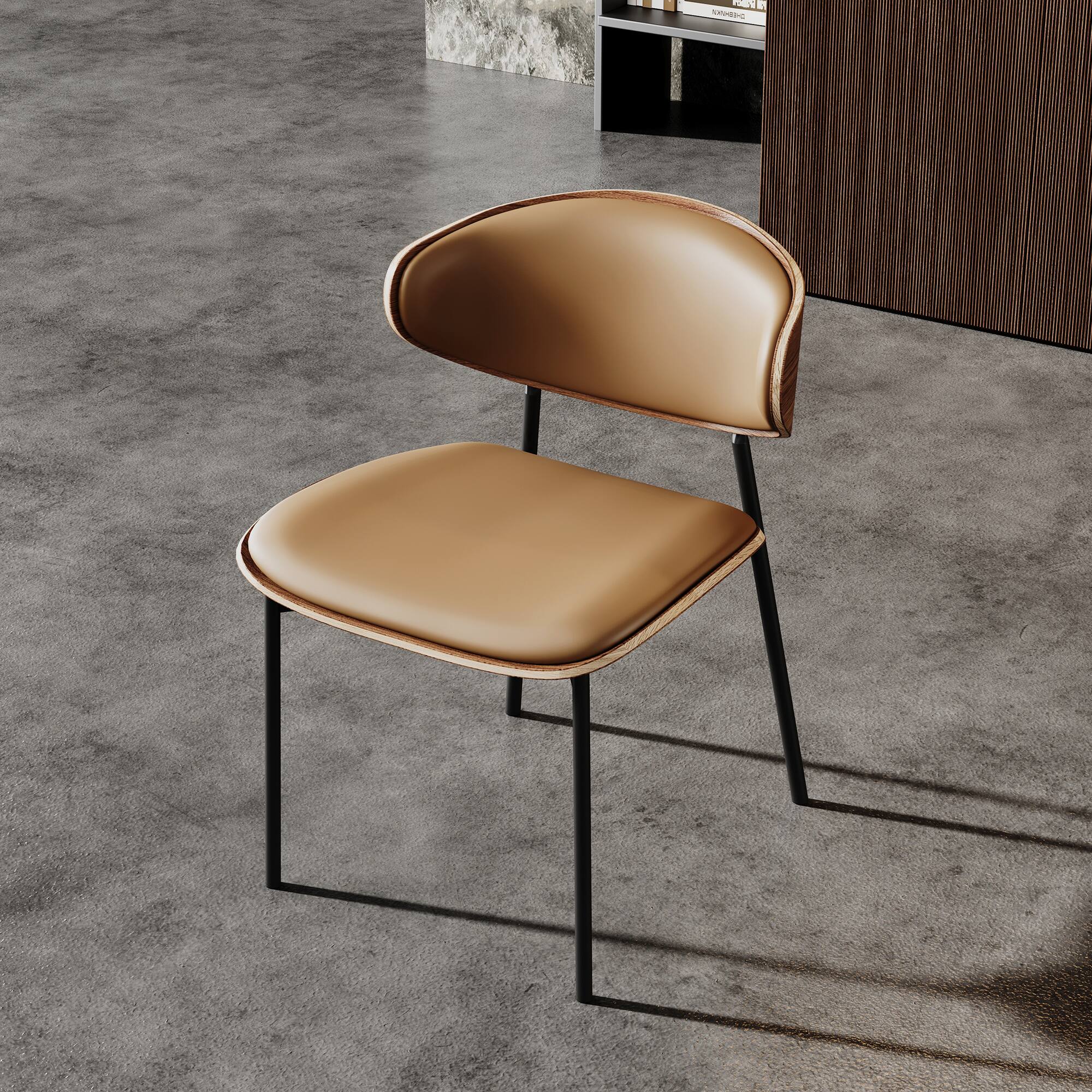 Angle. luck idea - Dining Chairs Set of 2 Wood Grain Accent Arched Backrest - Brown.