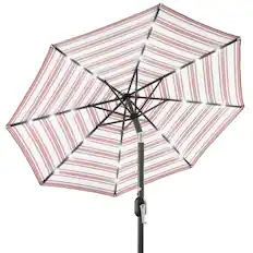 Front. Best Choice Products - Best Choice Products 10ft Solar LED Lighted Patio Umbrella w/ Tilt Adjustment, UV-Resistant Fabric - Striped Rust - Striped Rust.