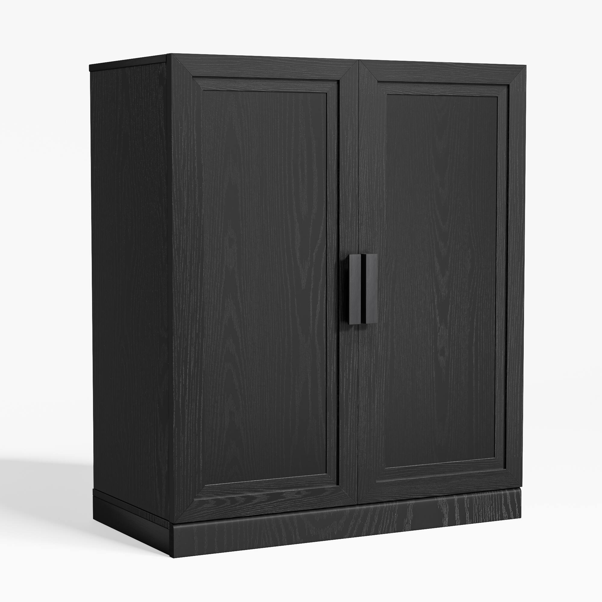 Angle. PexFix - Farmhouse Buffet Sideboard, 36" Solid Wood Storage Cabinet with Scratch-Proof and Adjustable Shelves for Entryway - Black.