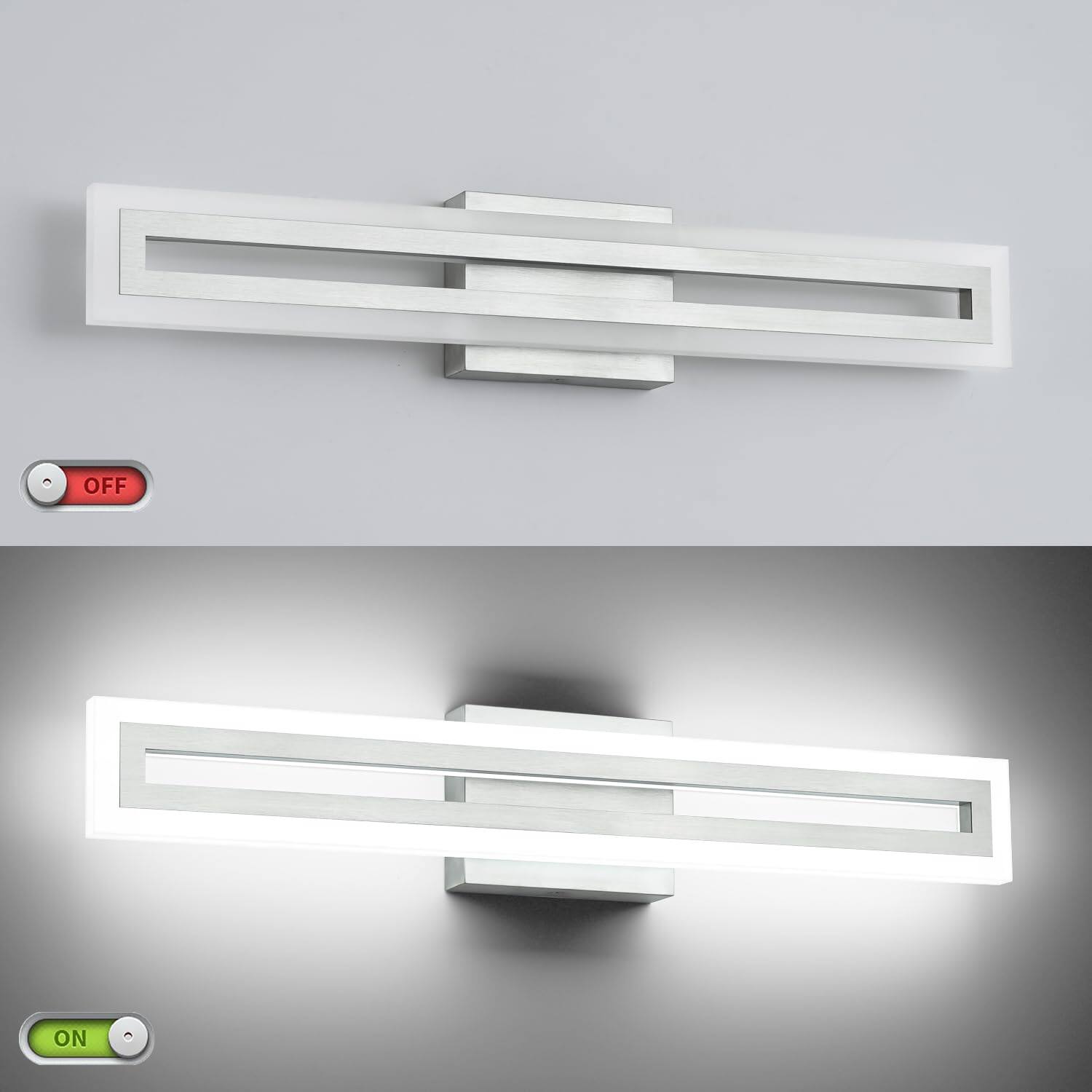 Alt View 5. Earthley Blooms - Brushed Nickel Vanity Lights For Bathroom Color Adjustable Dimmable Inch Led Light cct - Brushed Nickel-5CCT&Dimmable 32inch.