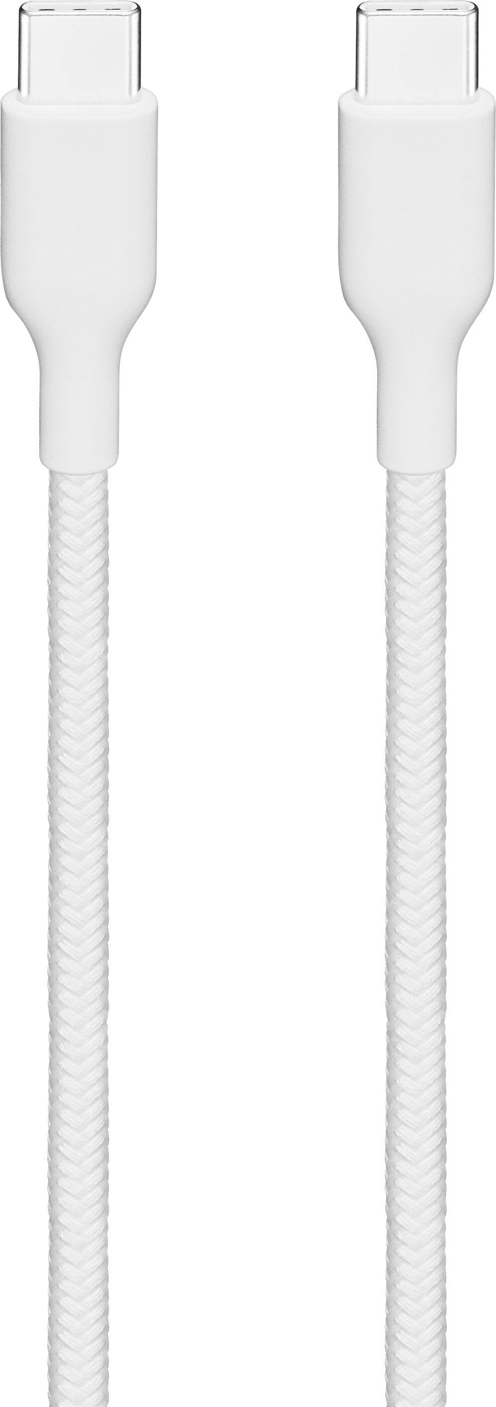 Left. Best Buy essentials™ - 4' USB-C to USB-C Braided Charge-and-Sync Cable - White.