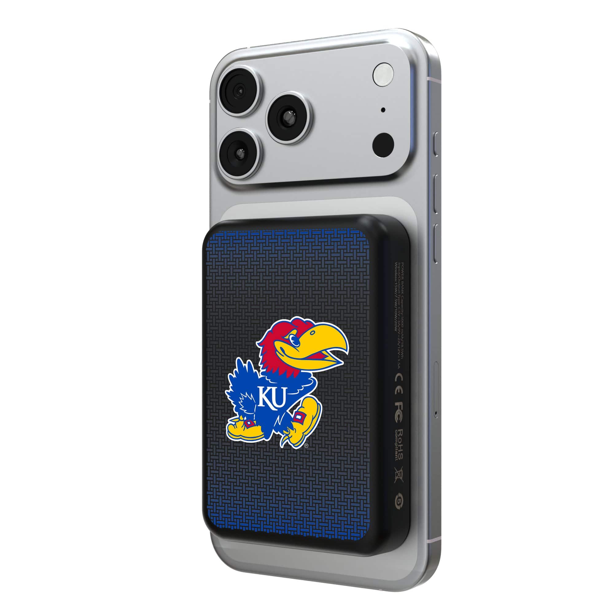 Keyscaper - Kansas Jayhawks Wireless Magnetic Power Bank - Black