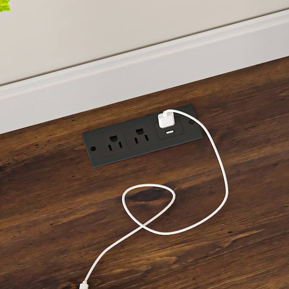 Alt View 8. Spaco - Spaco Set of 2 Nightstand with 2 Drawers, Fast Charging Station, USB C, AC Outlets,Bedside Table for Bedroom Living Room - Brown.