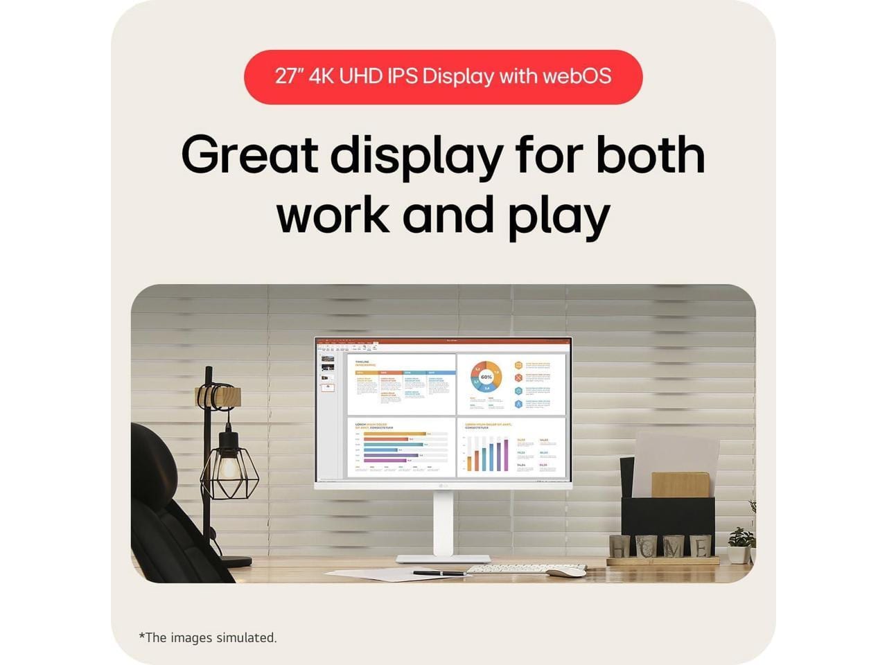 LG 27 inch 4K UHD webOS Smart Monitor with USB Type C PD 65W
