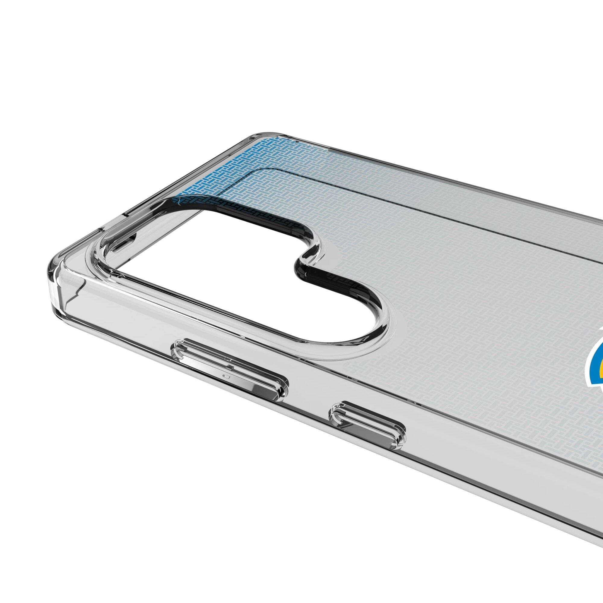 Alt View 2. Keyscaper - Los Angeles Chargers Linen Logo Galaxy Clear Case - S23 Ultra - Multicolor.