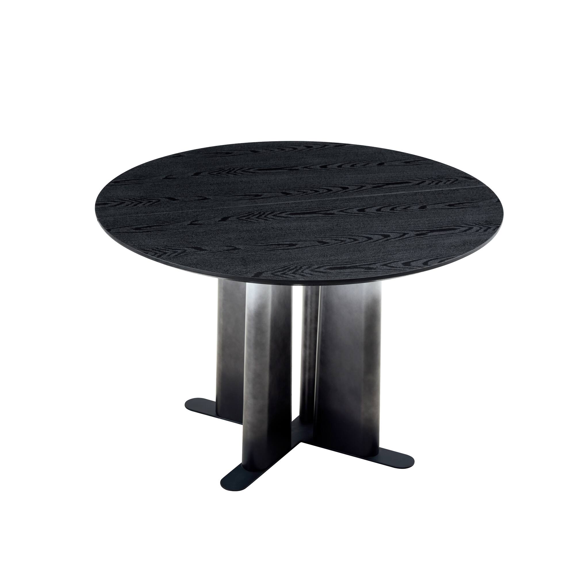 Alt View 10. Loheer - Loheer- 3.94 Ft Round Black Wood Grain MDF Dining Table with Cross Base Modern Kitchen Table for Small Spaces - Black.