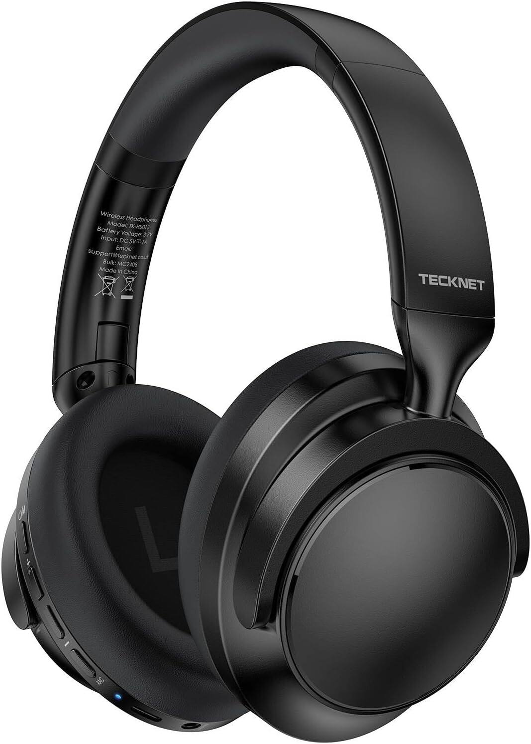 Wireless Headphones  
Model: TK-HS013  
Battery Voltage: 3.7V  
Input: DC 5V=  
Email: support@tecknet.co.uk  
Bulk: MC2408  
Made in China  

TECKNET
