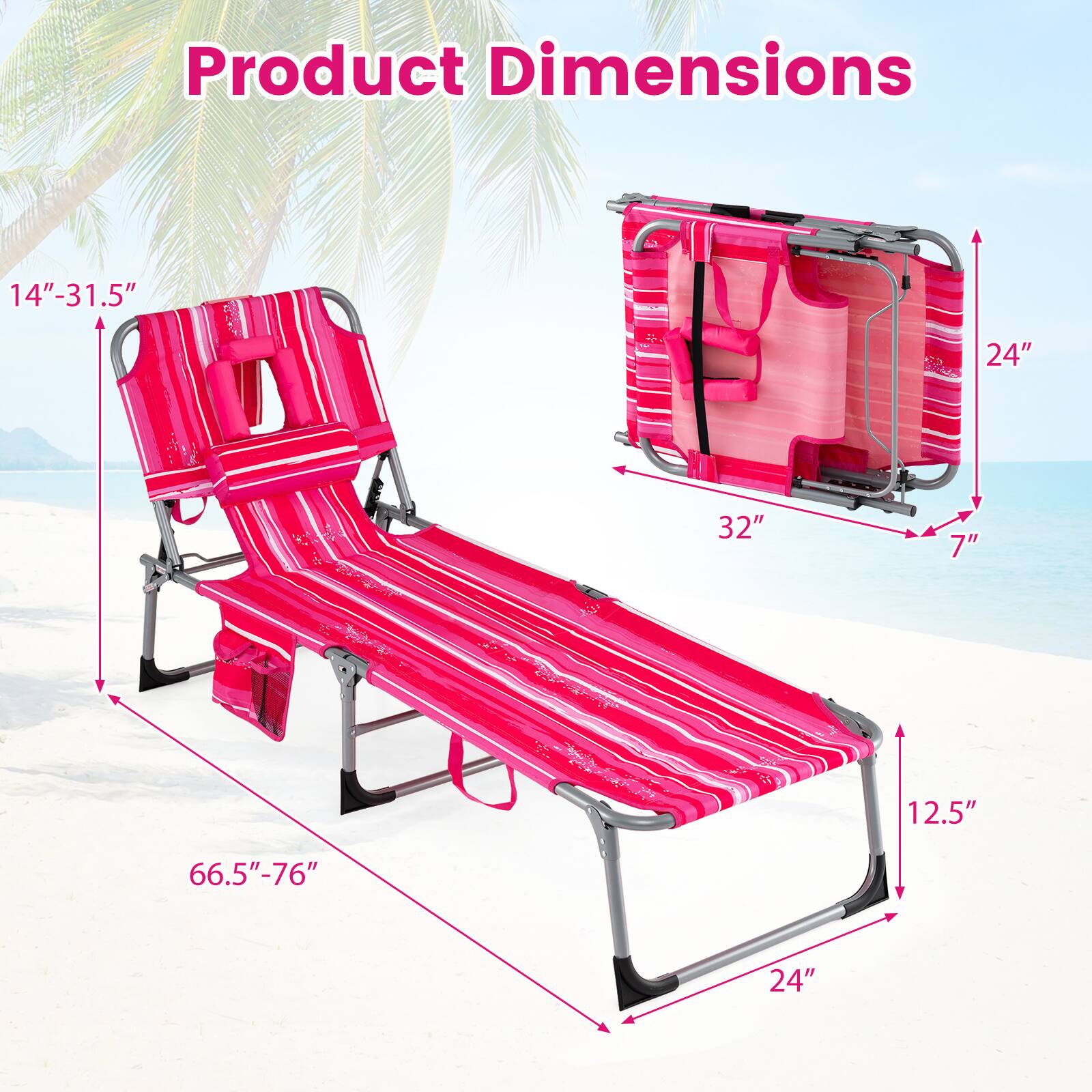 Product Dimensions: 14"-31.5" x 24" x 32" x 7" x 12.5" x 66.5"-76" x 24"