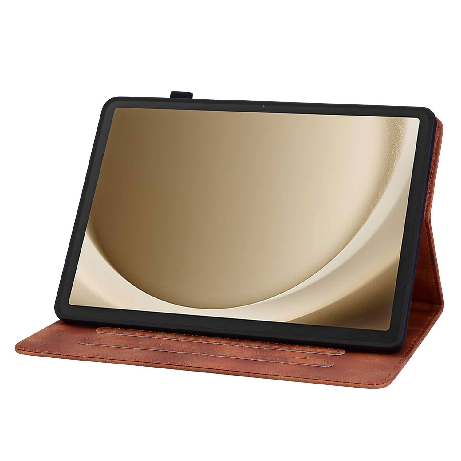 Alt View 2. Dteck - Case for Samsung Galaxy Tab A9 8.7" 2023 (SM-X110) with Card Holder Kickstand,Embossed Pattern PU Leather Flip Cover - Brown.