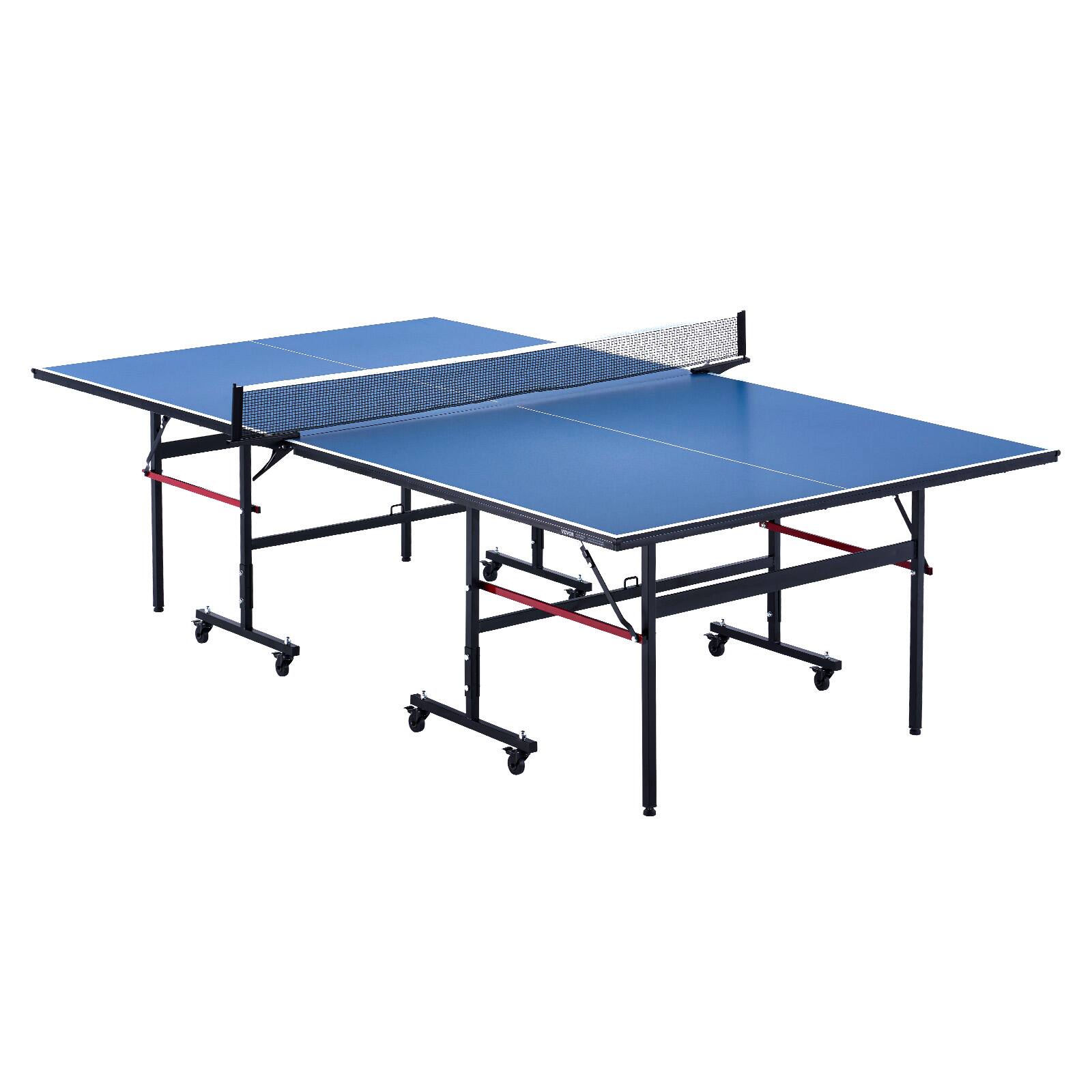 Front. VEVOR - Ping Pong Table, Professional Table Tennis Game, Indoor MDF Portable Table Tennis Table, Foldable Ping Pong Table - Blue.