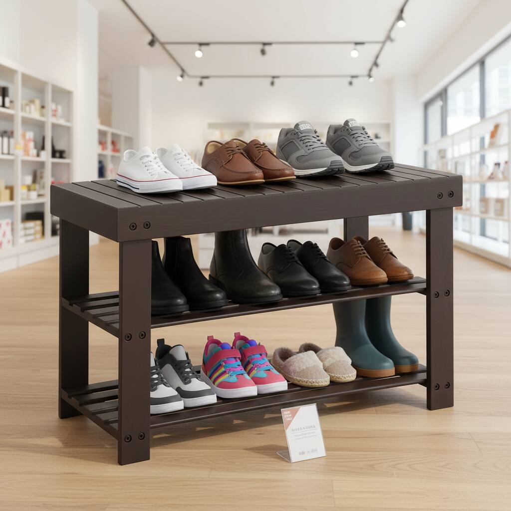 Alt View 4. AOITUN - Shoe Rack Bench, 3-Tier Bamboo Storage Organizer, 286lb Capacity Entryway Bench for Front Door, Bedroom, Stylish Shoes - Brown.