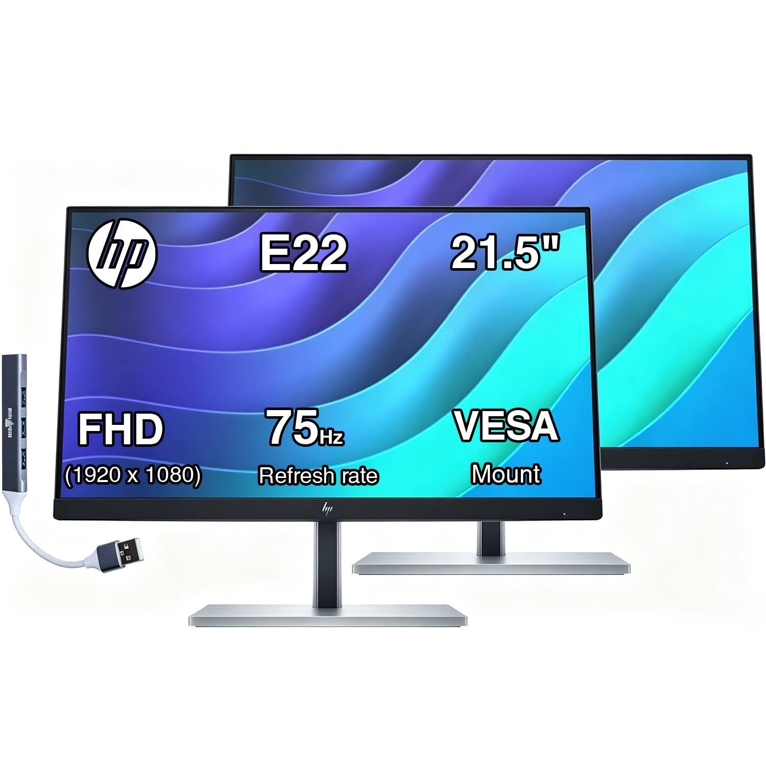 hp E22 21.5" FHD (1920 x 1080) 75Hz Refresh rate VESA Mount