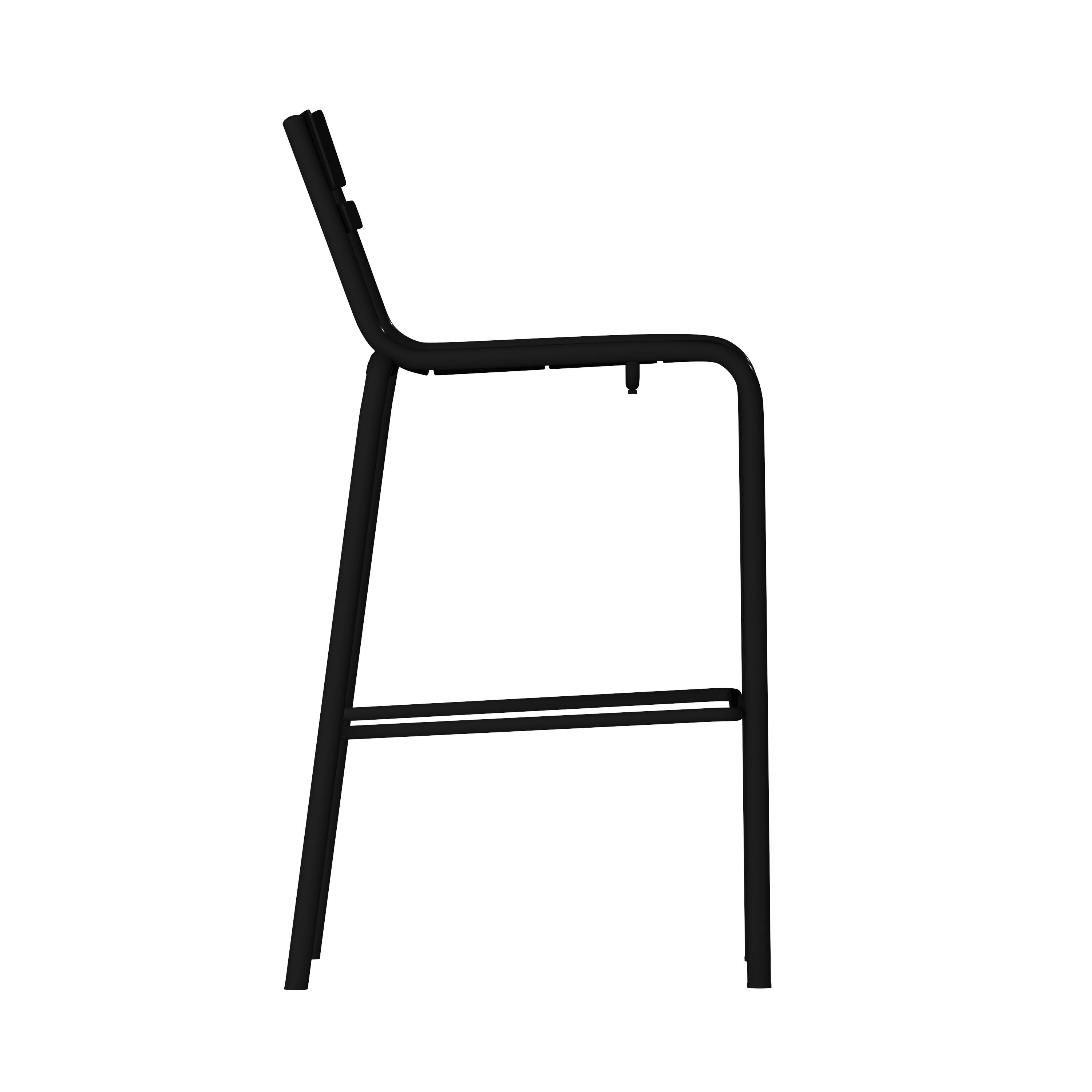 Left. Flash Furniture - Nash Commercial Grade Black Metal Indoor-Outdoor Bar Height Stool with 2 Slats - Black.