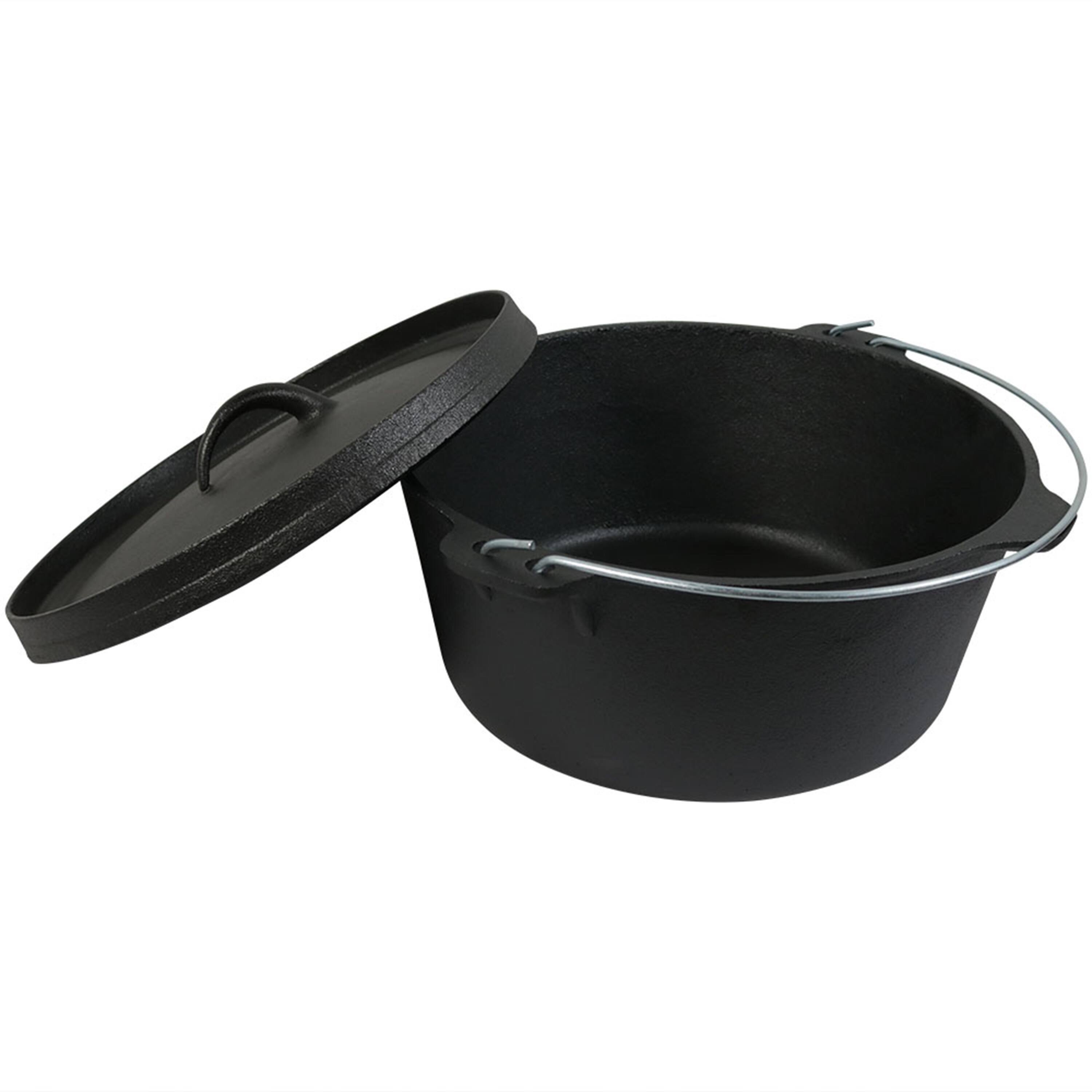 Alt View 6. Sunnydaze - 8 qt Cast Iron Pre-Seasoned Deep Dutch Oven with Handle - Black.