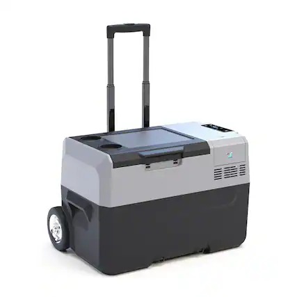 Front. Boyel Living - 32-Quart 12V Portable Compressor Cooler Freezer with App Control and Wheels - Black and Gray.