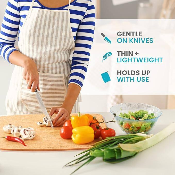 GENTLE ON KNIVES  
THIN + LIGHTWEIGHT  
HOLDS UP WITH USE