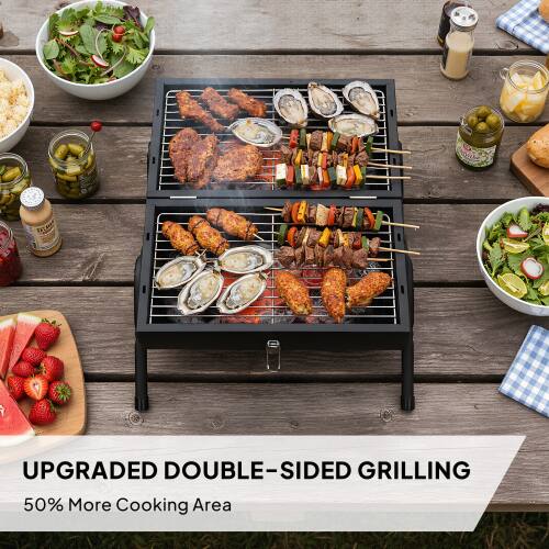 UPGRADED DOUBLE-SIDED GRILLING  
50% More Cooking Area