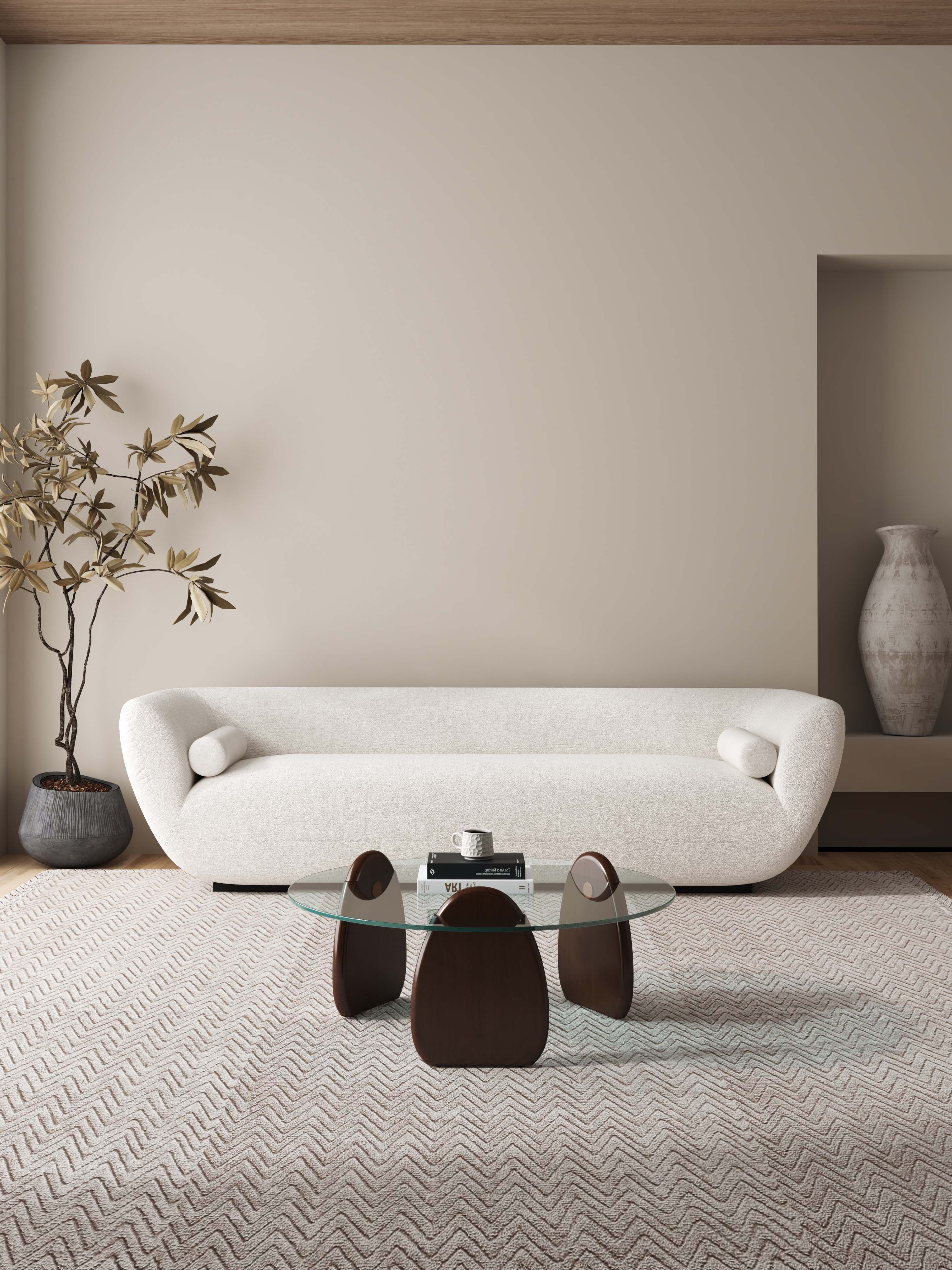 Manhattan Comfort Artesia Modern Glam Glass Top Wood Coffee Table ...
