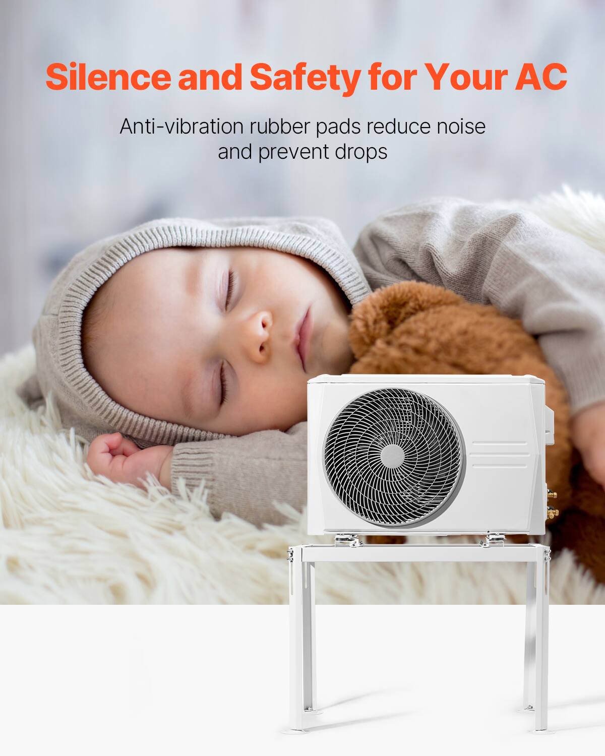 Silence and Safety for Your AC

Anti-vibration rubber pads reduce noise and prevent drops