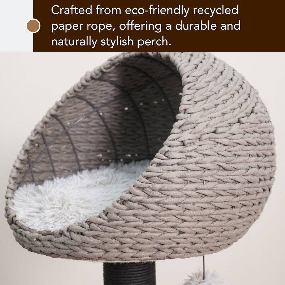 Crafted from eco-friendly recycled paper rope, offering a durable and naturally stylish perch.