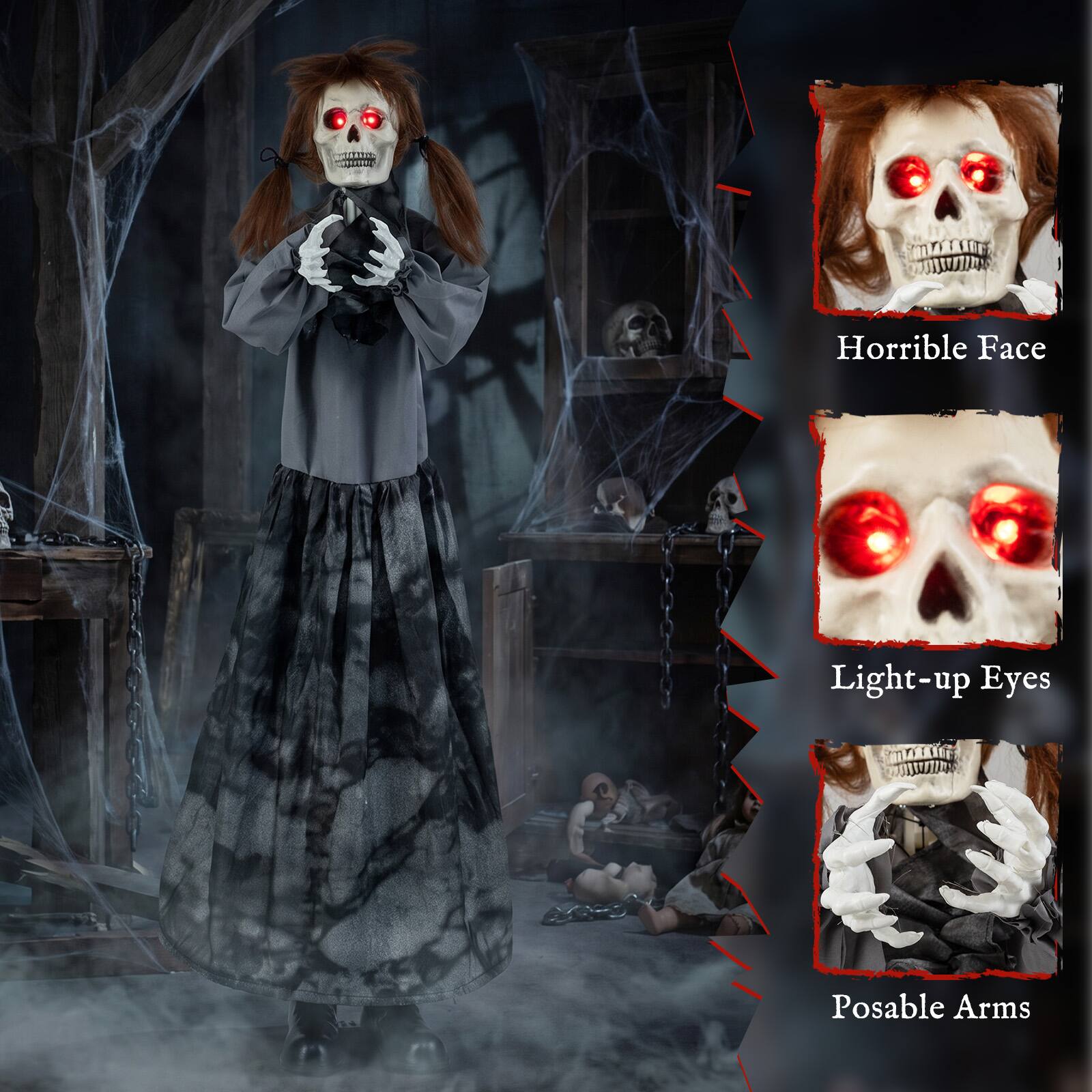 Horrible Face  
Light-up Eyes  
Posable Arms