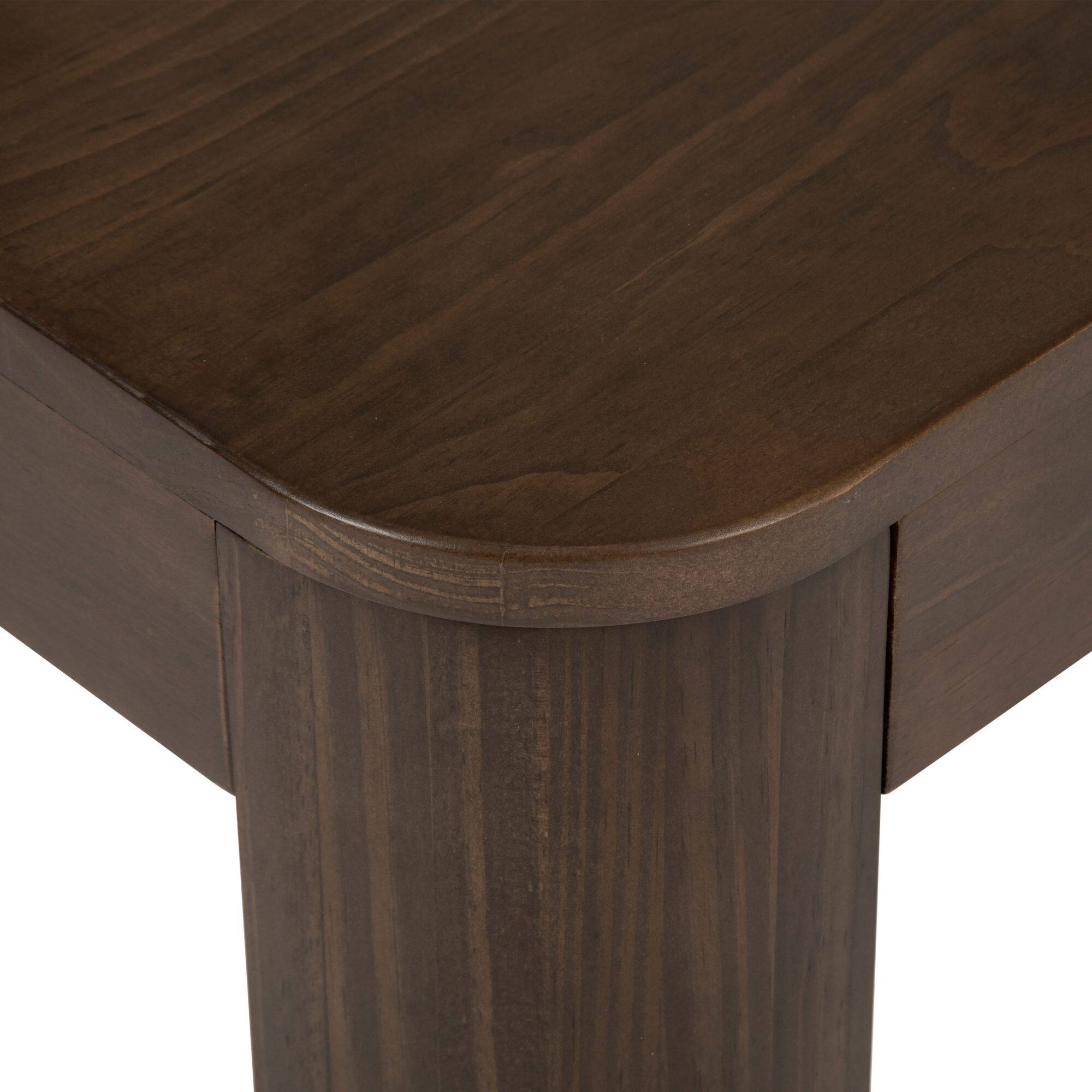 Alt View 3. Plank+Beam - Modern Rounded Rectangular Side Table (25in x 15in / 630mm x 375mm), Walnut - Walnut.