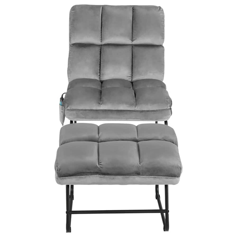 Kadyn - Recliner Chair, Reclining Chair,Lounge Chair,Velvet Massage Recliners with Ottoman Remote Control and Side Pocket - Gray