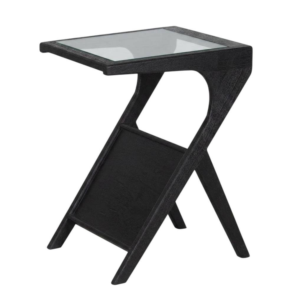 Front. Porter Designs - Canberra Solid Mango Wood End Table - Black.