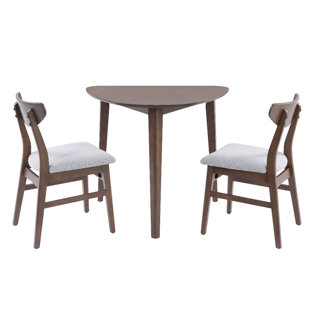 Alt View 10. Loheer - Loheer 3-Piece Table Set Triangular Side Table & Curved Wood Chairs Space-Saving Dining Set Brown Finish - Brown.