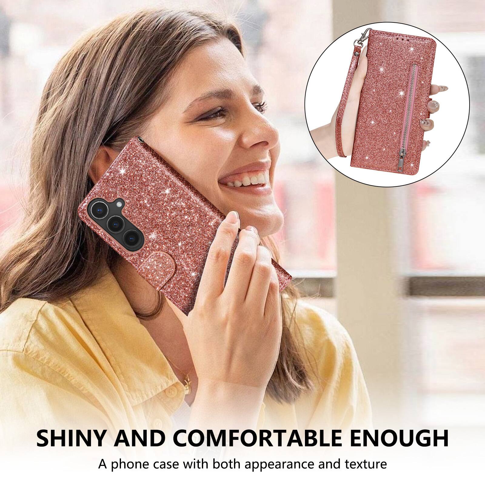 SHINY AND COMFORTABLE ENOUGH  
A phone case with both appearance and texture