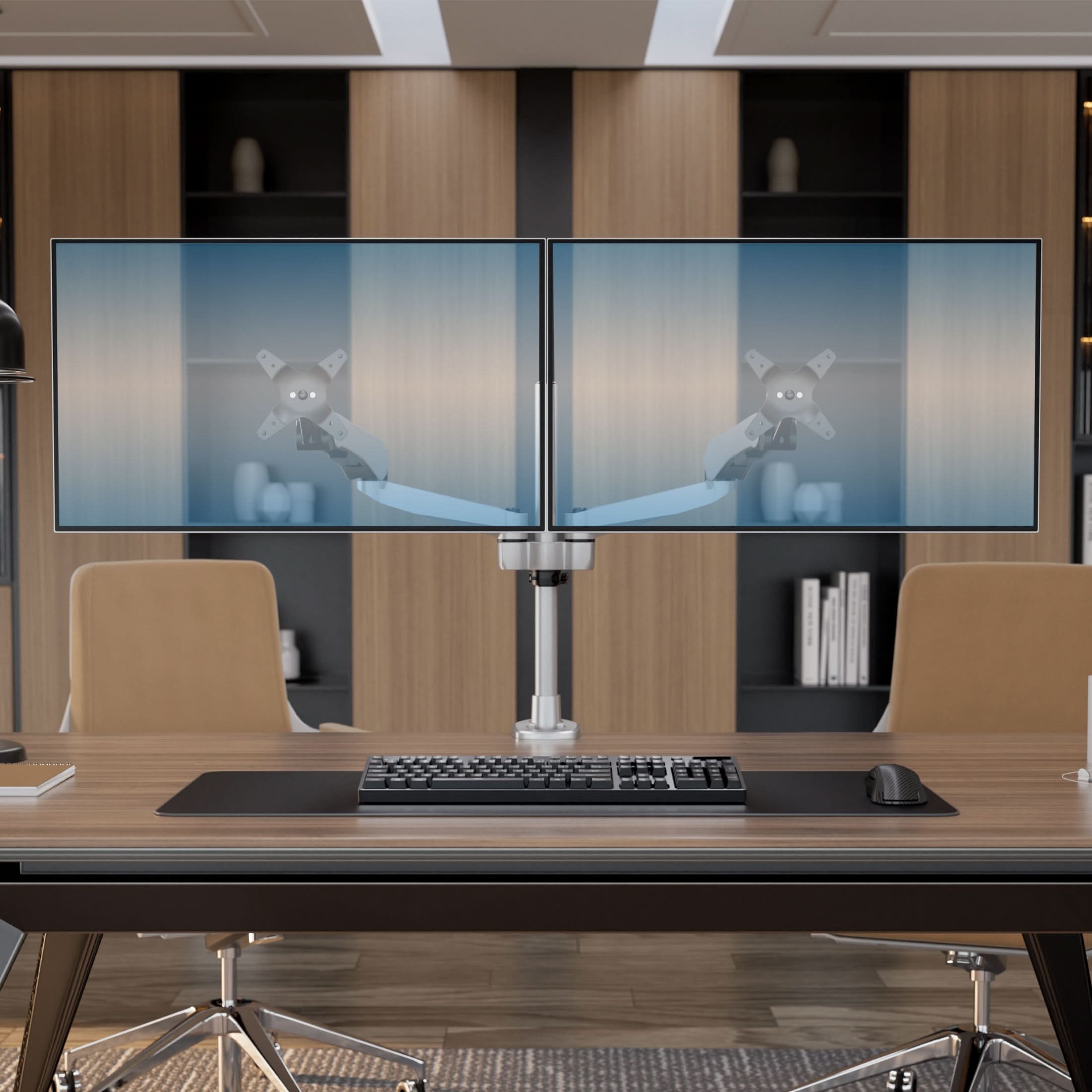 Left. Mount-It! - CLiX Series Extra Tall Articulating Single Monitor Desk Mount – Full Motion Arm for 13"-32" Screens, Silver - Silver.