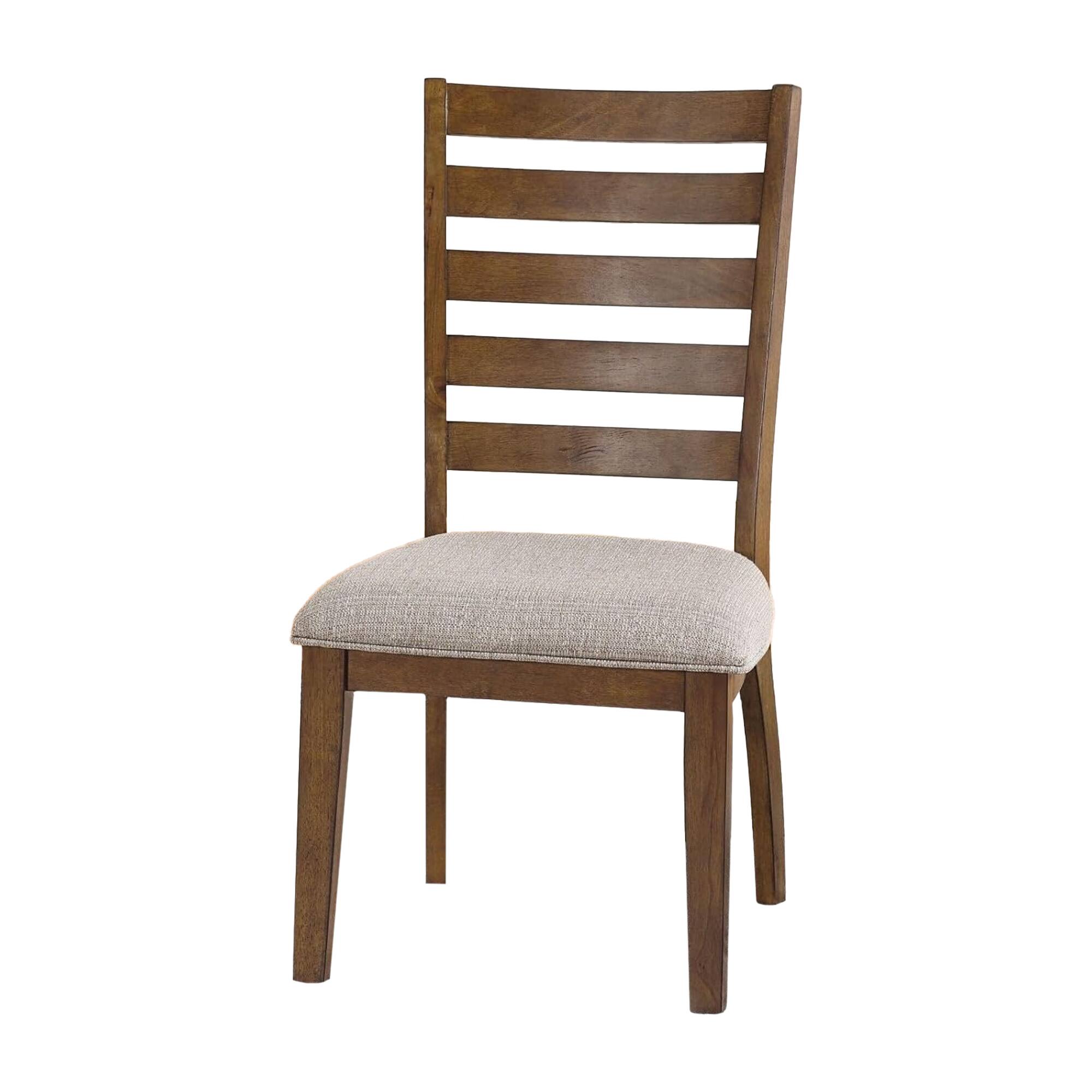 Alt View 2. Manhattan Lane - Teby 7pc Dining Table Chair Set, Walnut Brown Wood, Light Gray Linen - Walnut Brown, Gray.