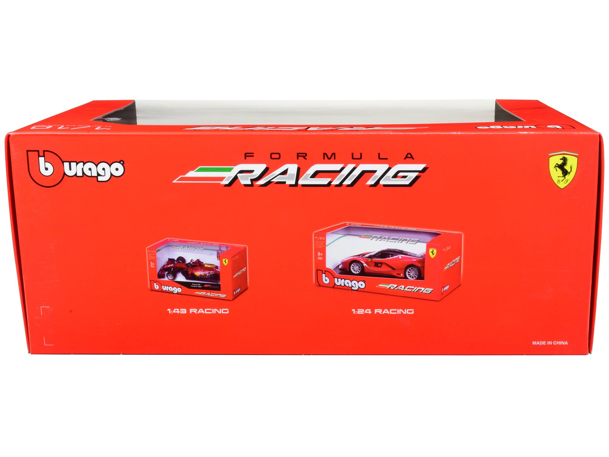 -SEN  
FORMULA  
burago b RACING ST  
T  
E  
ACO  
b : urago  
MAZIO  
0 H  
+ 6 10  
RTE .  
b urago  
RACING L  
1:43 RACING  
1:24 RACING  
MADE IN CHINA