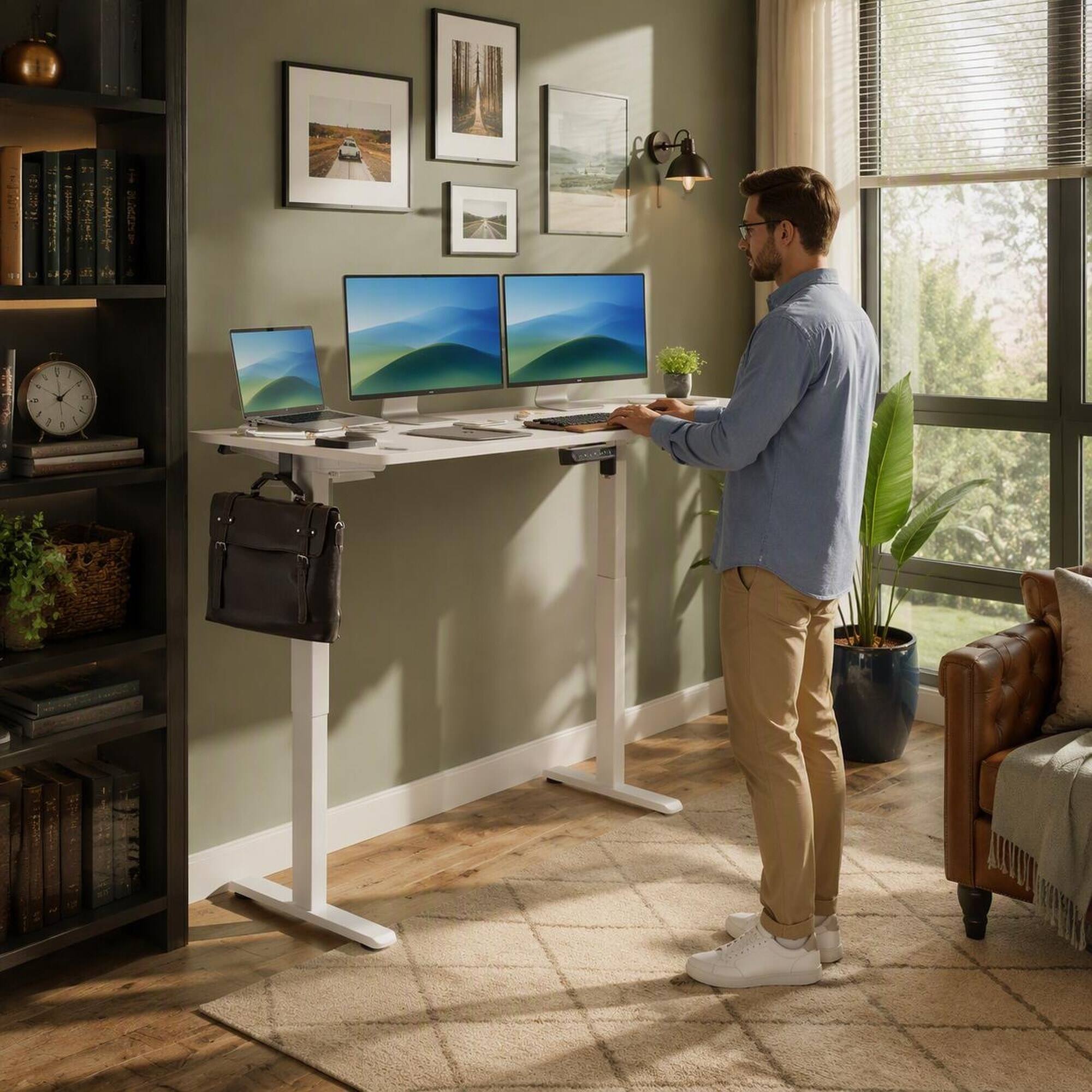 RYHNUYNE Electric Standing Desk 40 x 24 Inches Sit Stand Home Office ...