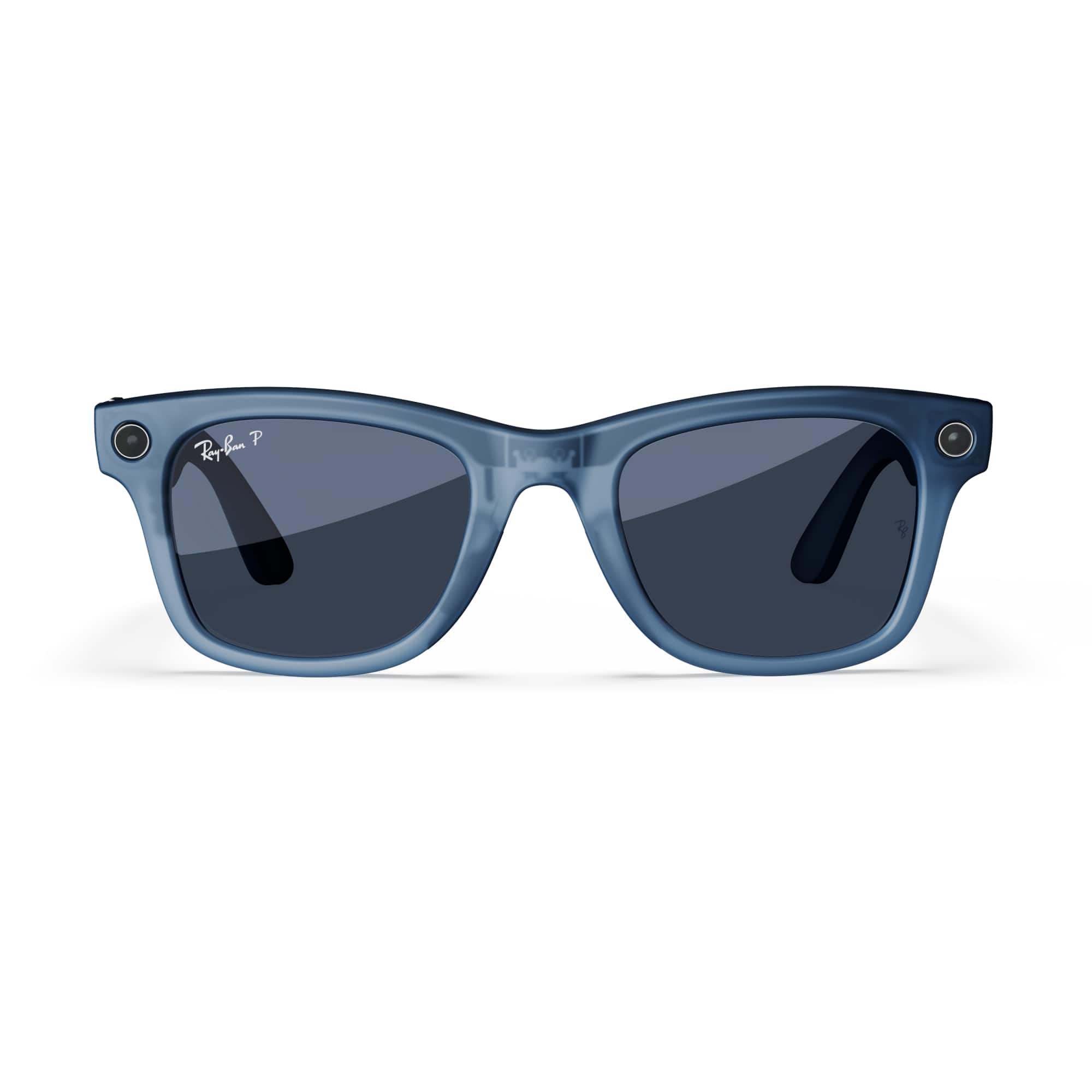 Alt View 6. Ray-Ban Meta - Wayfarer (Gen 1) glasses with Meta AI, Audio, Photo, Video Compatibility - Polarized Blue Lenses - Matte Jeans.