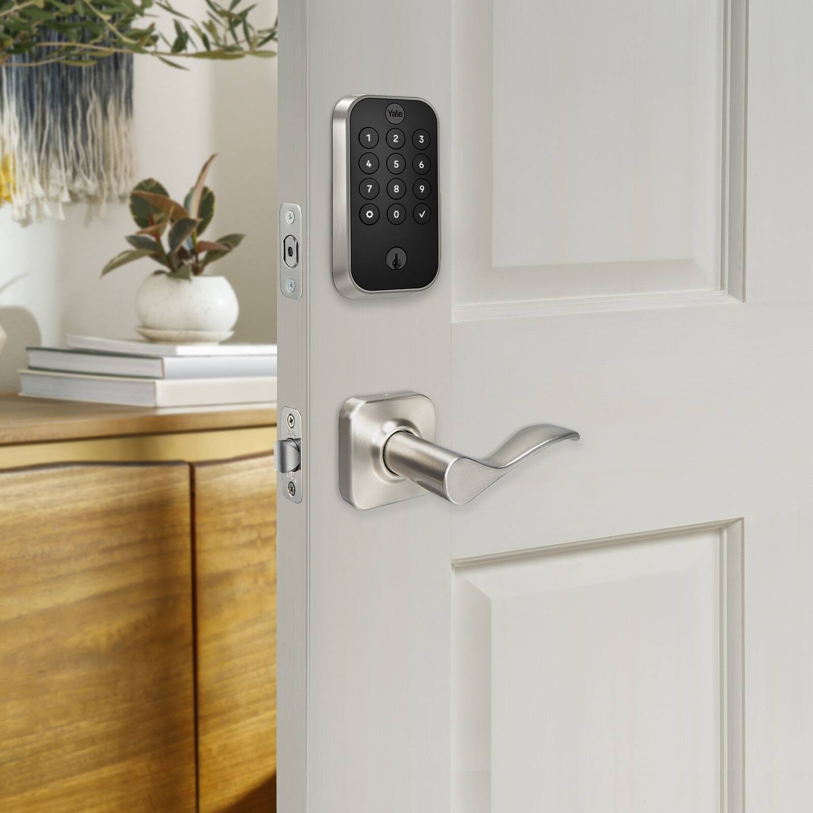 Alt View 16. Yale - Assure Lock 2 - Smart Lock Wi-Fi Deadbolt with Push Button Keypad | Key Access - Norwood Handle - Satin Nickel.
