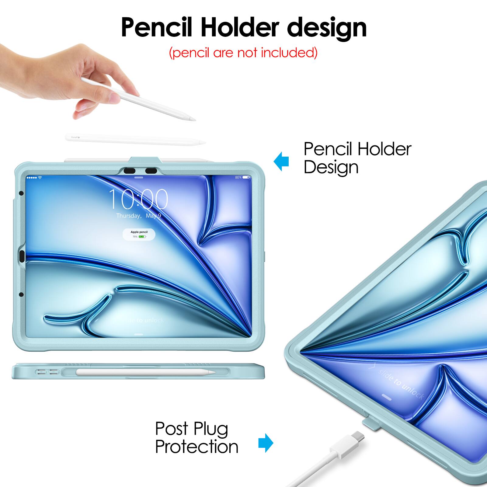 Pencil Holder design  
(pencil are not included)

Pencil Holder Design

Post Plug Protection