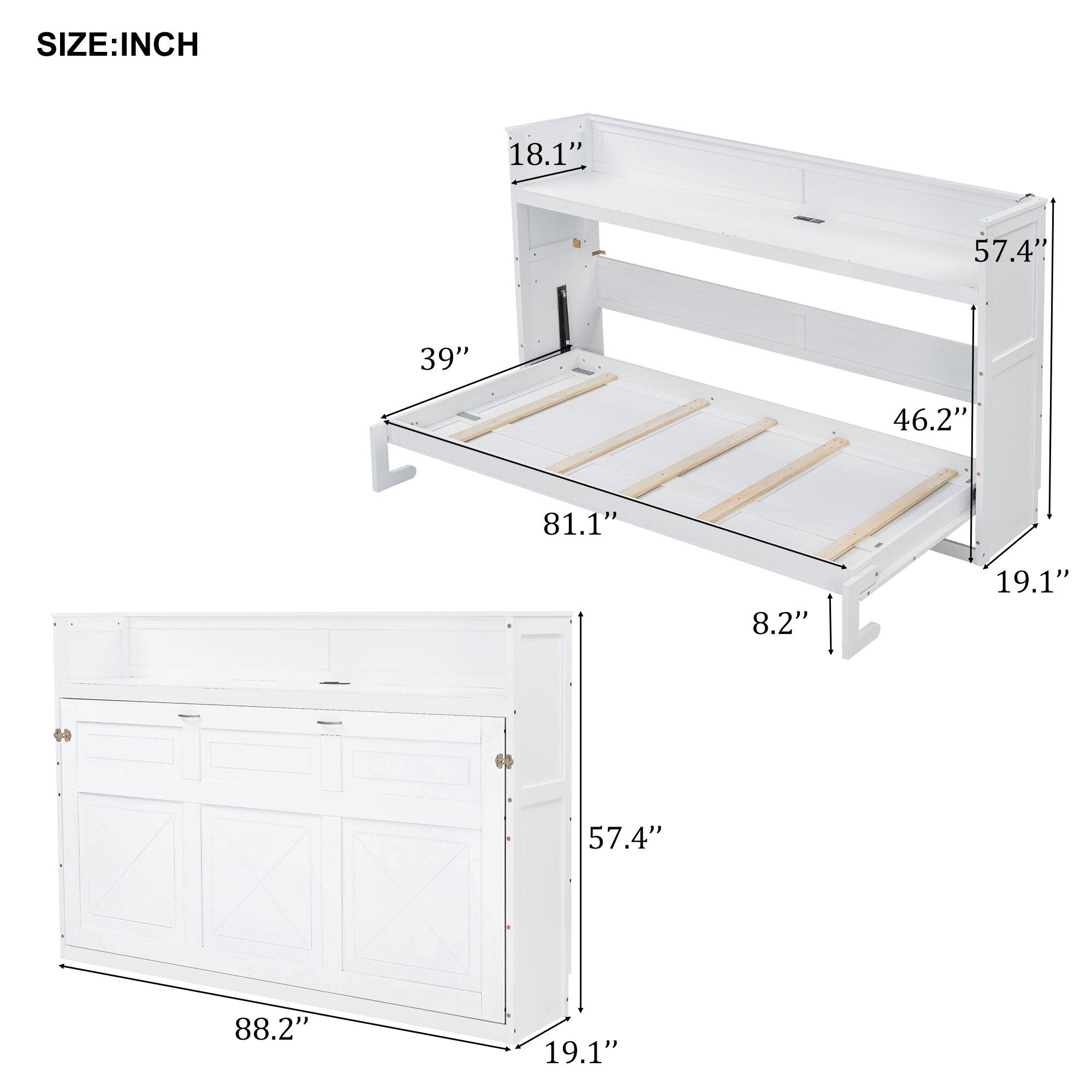 SIZE: INCH  
18.1" 57.4" 39" 46.2" 81.1" 8.2" 19.1" 57.4" 88.2" 19.1"
