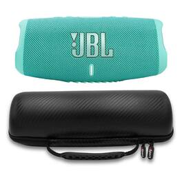 JBL - Charge 5 Waterproof Portable Bluetooth Speaker with gSport Carbon Fiber Case - Teal